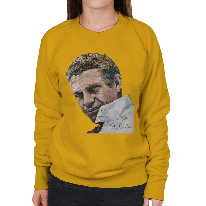Sidney Maurer Original Portrait Of Steve McQueen Womens Sweatshirt - Womens Sweatshirt