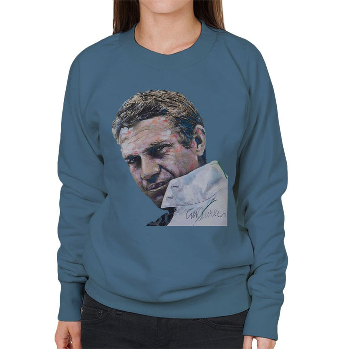 Sidney Maurer Original Portrait Of Steve McQueen Womens Sweatshirt - Womens Sweatshirt