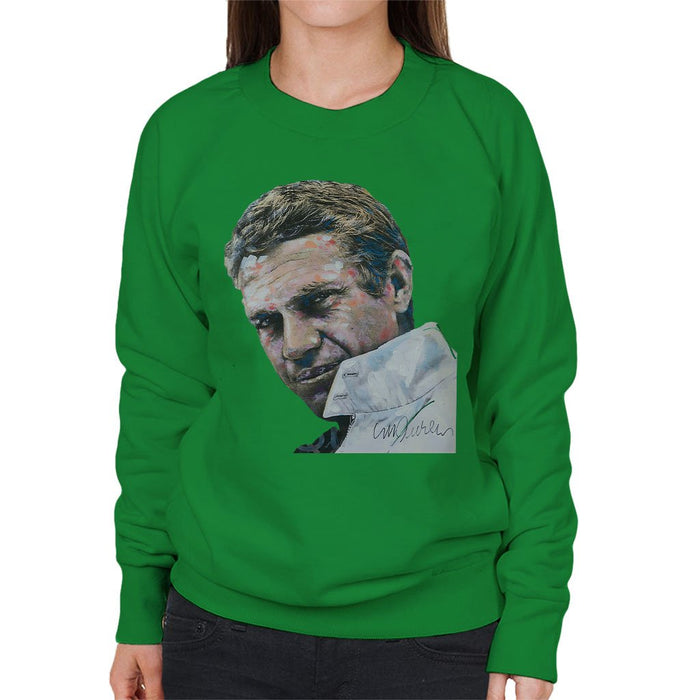 Sidney Maurer Original Portrait Of Steve McQueen Womens Sweatshirt - Womens Sweatshirt