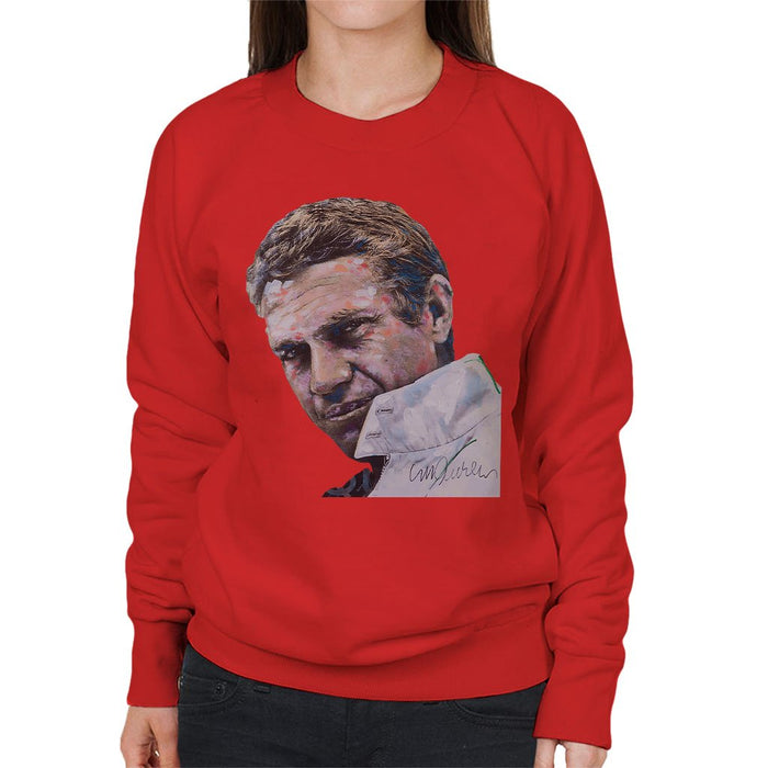 Sidney Maurer Original Portrait Of Steve McQueen Womens Sweatshirt - Womens Sweatshirt