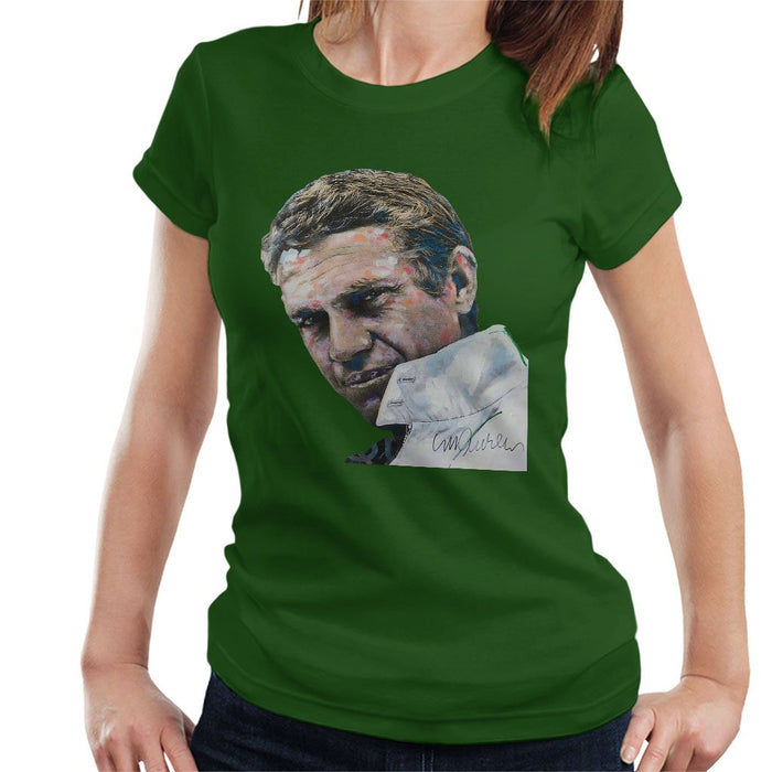 Sidney Maurer Original Portrait Of Steve McQueen Womens T-Shirt - Womens T-Shirt