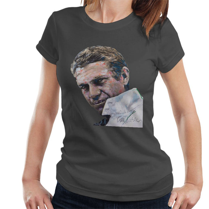 Sidney Maurer Original Portrait Of Steve McQueen Womens T-Shirt - Womens T-Shirt