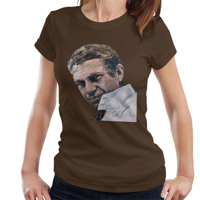 Sidney Maurer Original Portrait Of Steve McQueen Womens T-Shirt - Womens T-Shirt