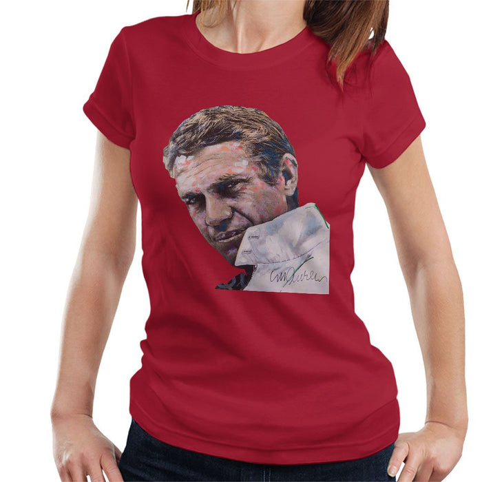 Sidney Maurer Original Portrait Of Steve McQueen Womens T-Shirt - Womens T-Shirt