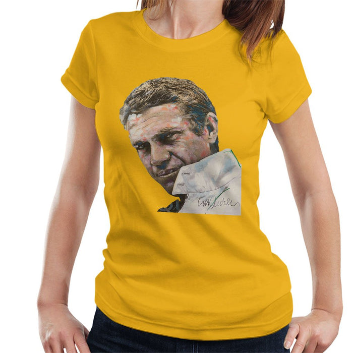 Sidney Maurer Original Portrait Of Steve McQueen Womens T-Shirt - Womens T-Shirt