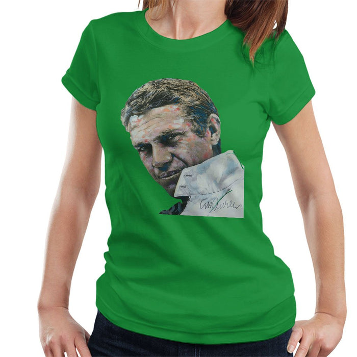 Sidney Maurer Original Portrait Of Steve McQueen Womens T-Shirt - Womens T-Shirt