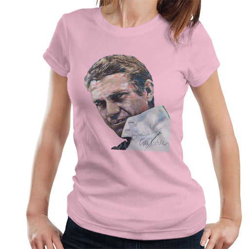 Sidney Maurer Original Portrait Of Steve McQueen Womens T-Shirt - Womens T-Shirt