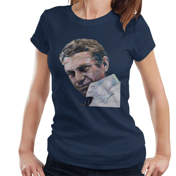 Sidney Maurer Original Portrait Of Steve McQueen Womens T-Shirt - Womens T-Shirt