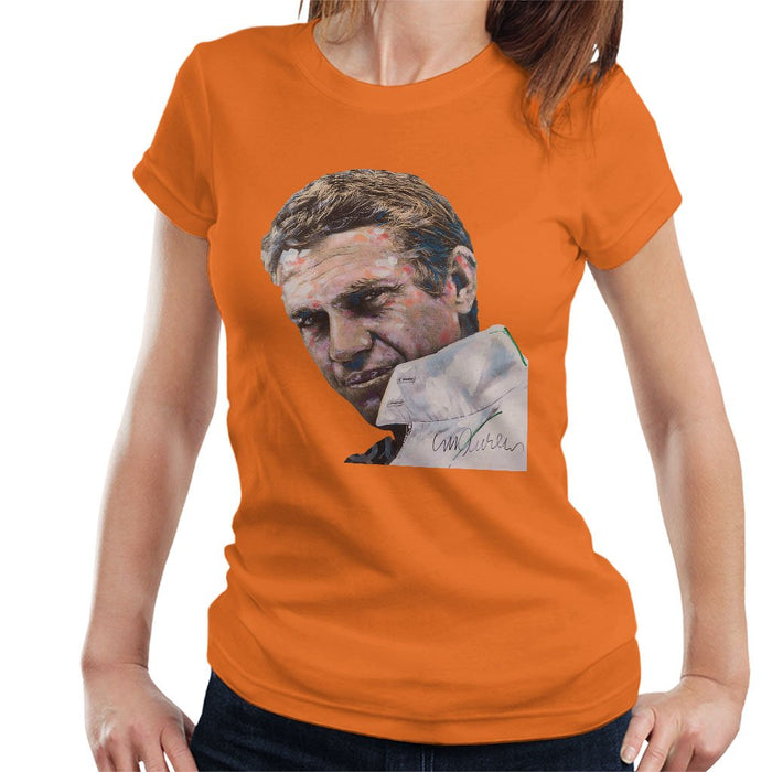 Sidney Maurer Original Portrait Of Steve McQueen Womens T-Shirt - Womens T-Shirt