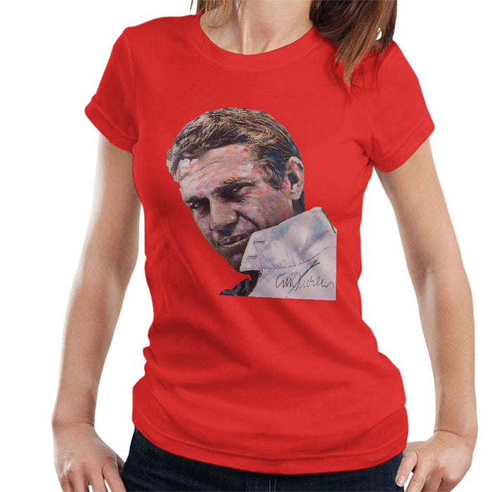 Sidney Maurer Original Portrait Of Steve McQueen Womens T-Shirt - Womens T-Shirt