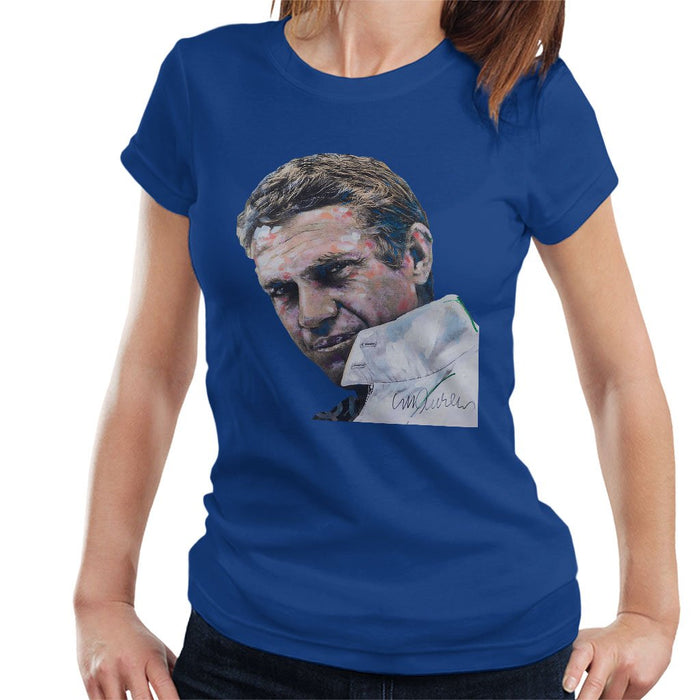 Sidney Maurer Original Portrait Of Steve McQueen Womens T-Shirt - Womens T-Shirt