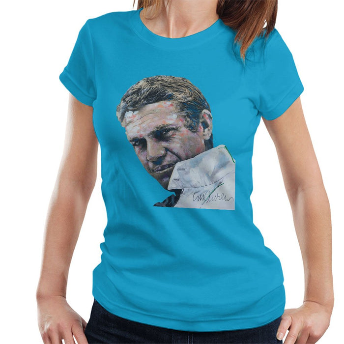 Sidney Maurer Original Portrait Of Steve McQueen Womens T-Shirt - Womens T-Shirt