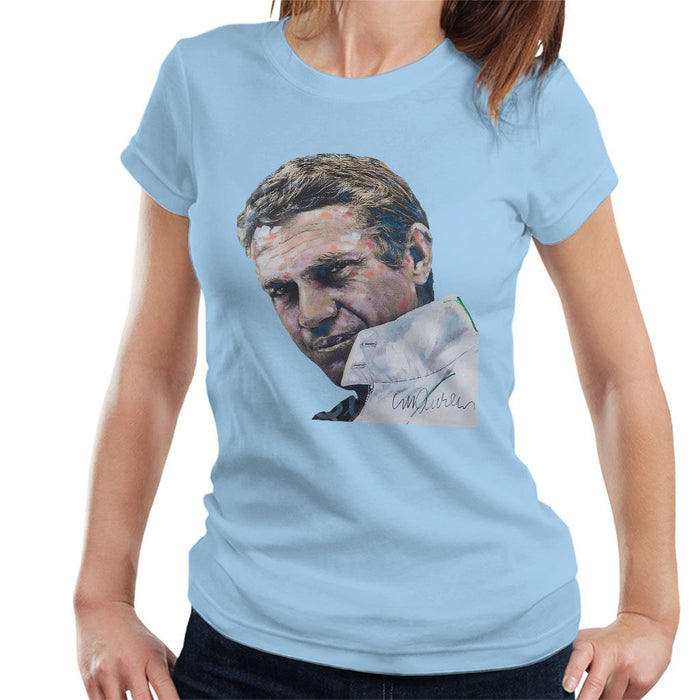 Sidney Maurer Original Portrait Of Steve McQueen Womens T-Shirt - Womens T-Shirt