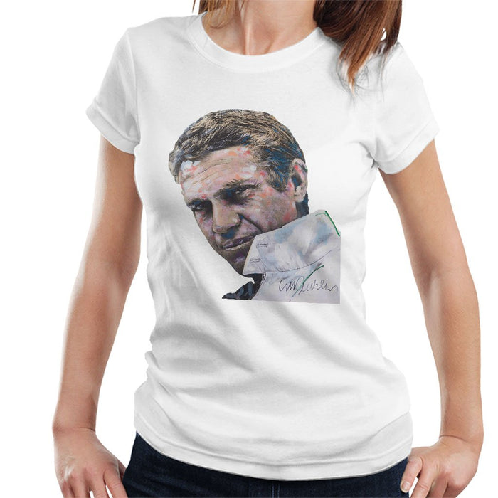 Sidney Maurer Original Portrait Of Steve McQueen Womens T-Shirt - Womens T-Shirt