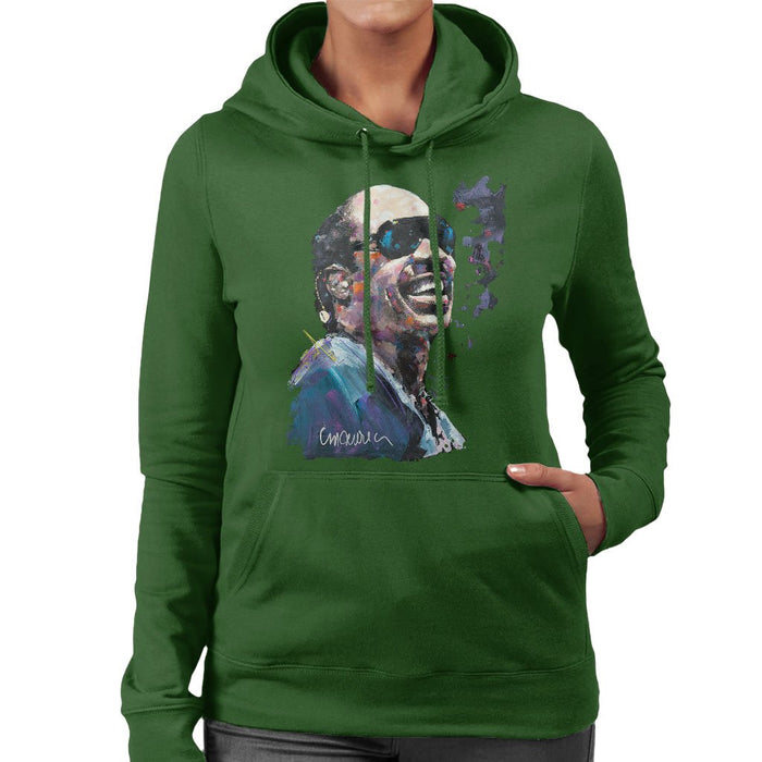 Sidney Maurer Original Portrait Of Stevie Wonder Womens Hooded Sweatshirt - Womens Hooded Sweatshirt