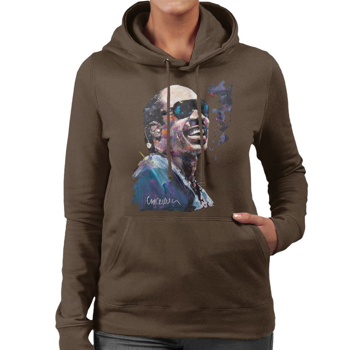 Sidney Maurer Original Portrait Of Stevie Wonder Womens Hooded Sweatshirt - Womens Hooded Sweatshirt