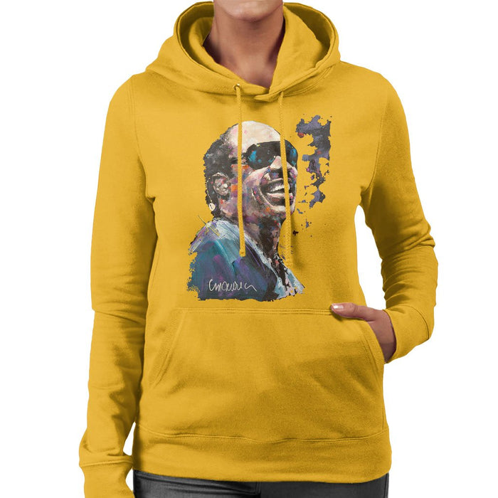 Sidney Maurer Original Portrait Of Stevie Wonder Womens Hooded Sweatshirt - Womens Hooded Sweatshirt