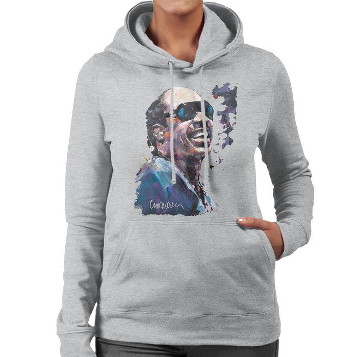 Sidney Maurer Original Portrait Of Stevie Wonder Womens Hooded Sweatshirt - Womens Hooded Sweatshirt