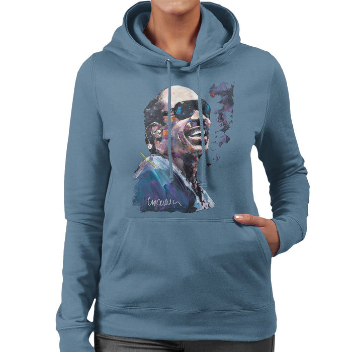 Sidney Maurer Original Portrait Of Stevie Wonder Womens Hooded Sweatshirt - Womens Hooded Sweatshirt