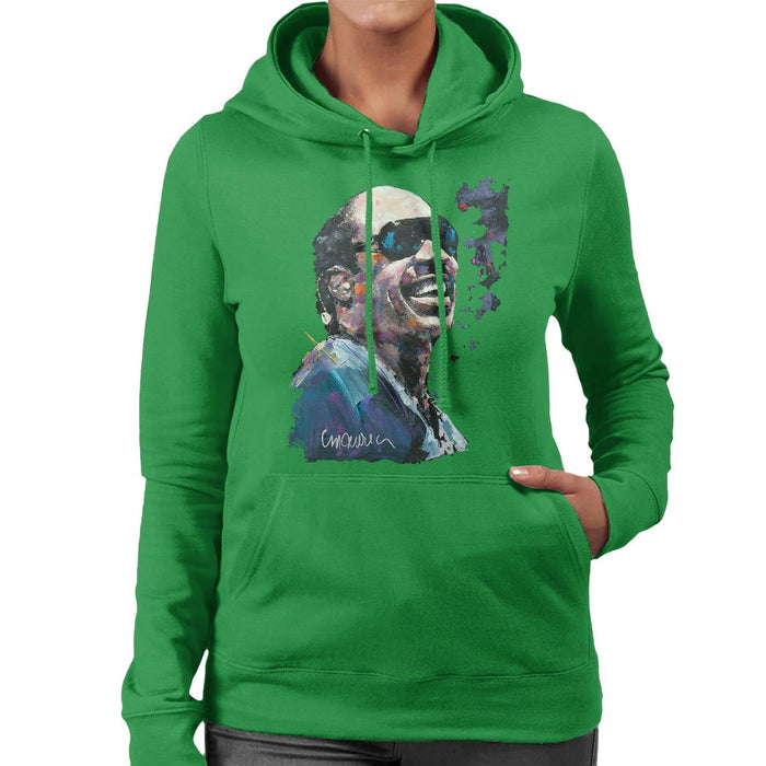 Sidney Maurer Original Portrait Of Stevie Wonder Womens Hooded Sweatshirt - Womens Hooded Sweatshirt
