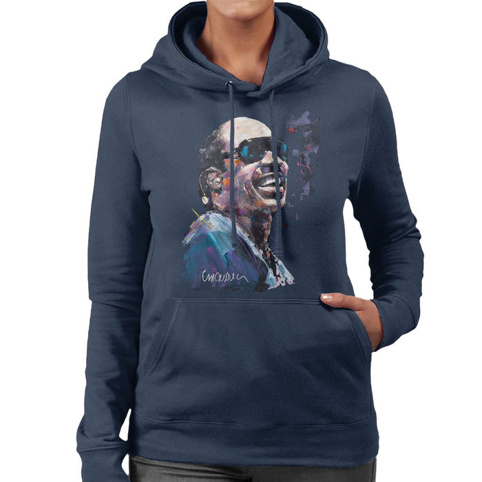 Sidney Maurer Original Portrait Of Stevie Wonder Womens Hooded Sweatshirt - Womens Hooded Sweatshirt