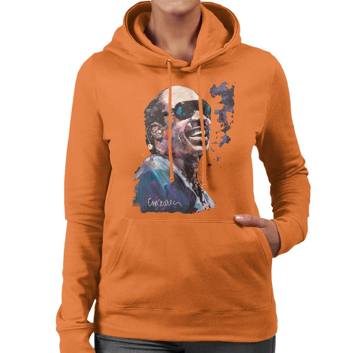Sidney Maurer Original Portrait Of Stevie Wonder Womens Hooded Sweatshirt - Womens Hooded Sweatshirt