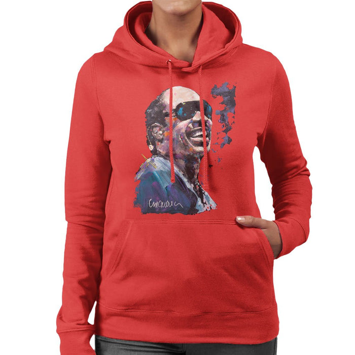 Sidney Maurer Original Portrait Of Stevie Wonder Womens Hooded Sweatshirt - Womens Hooded Sweatshirt