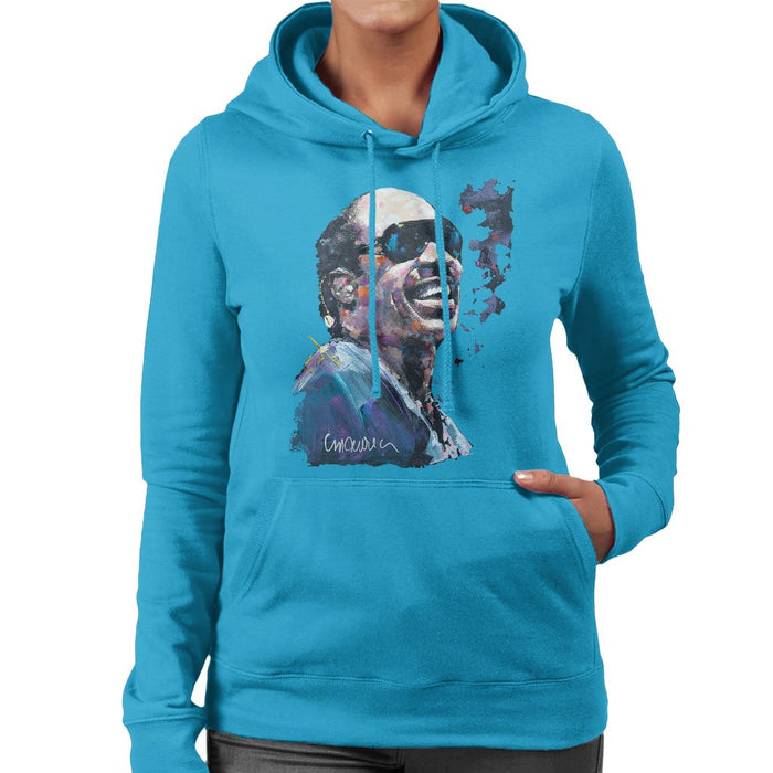Sidney Maurer Original Portrait Of Stevie Wonder Womens Hooded Sweatshirt - Womens Hooded Sweatshirt