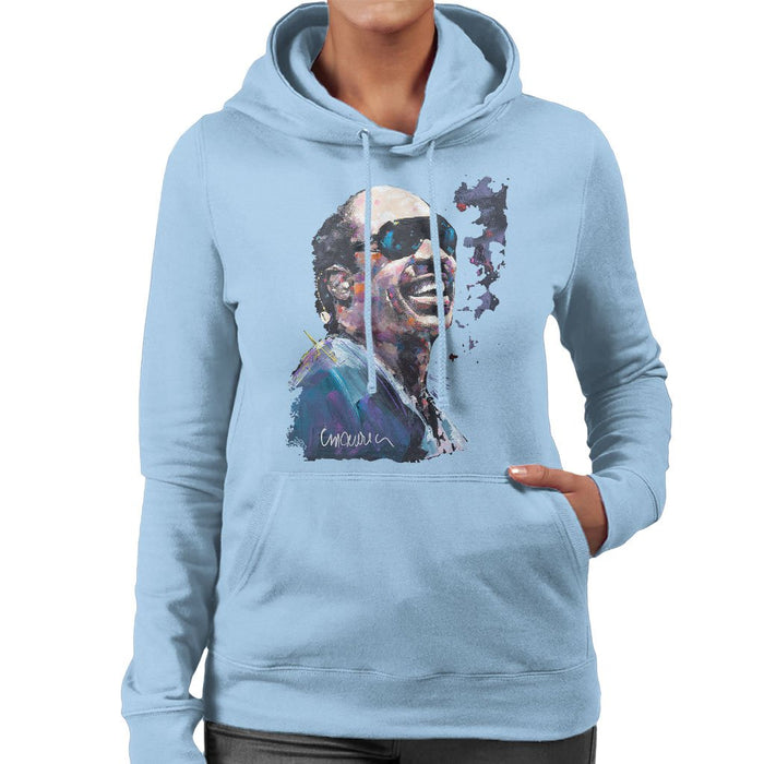Sidney Maurer Original Portrait Of Stevie Wonder Womens Hooded Sweatshirt - Womens Hooded Sweatshirt