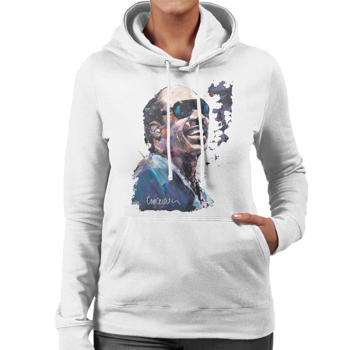 Sidney Maurer Original Portrait Of Stevie Wonder Womens Hooded Sweatshirt - Womens Hooded Sweatshirt