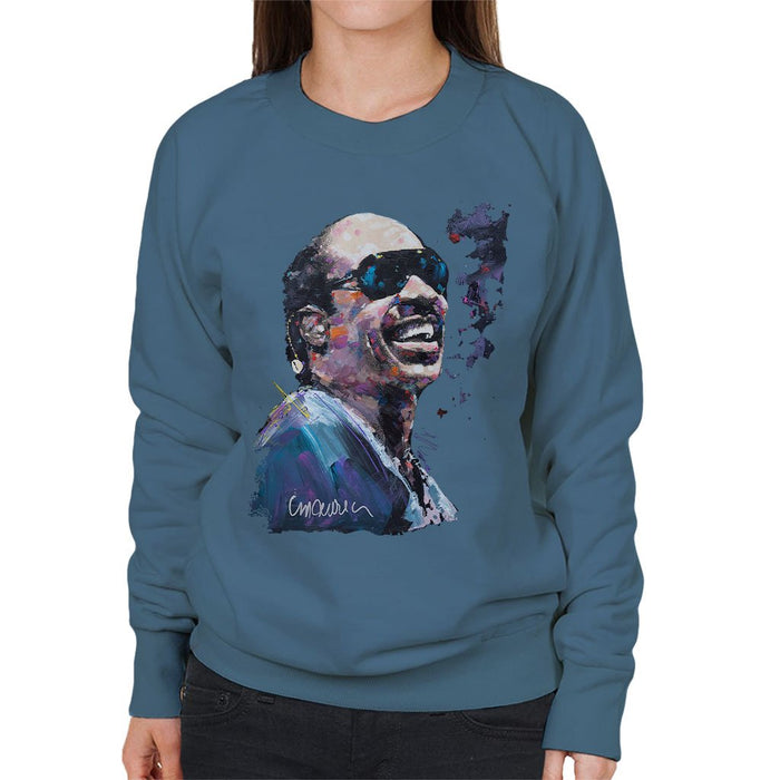Sidney Maurer Original Portrait Of Stevie Wonder Womens Sweatshirt - Womens Sweatshirt