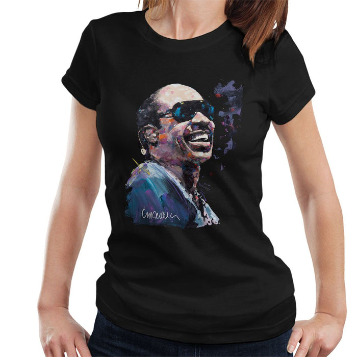Sidney Maurer Original Portrait Of Stevie Wonder Womens T-Shirt - Womens T-Shirt