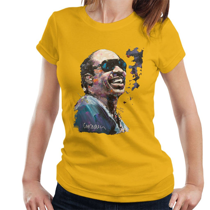 Sidney Maurer Original Portrait Of Stevie Wonder Womens T-Shirt - Womens T-Shirt