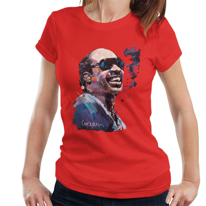 Sidney Maurer Original Portrait Of Stevie Wonder Womens T-Shirt - Womens T-Shirt