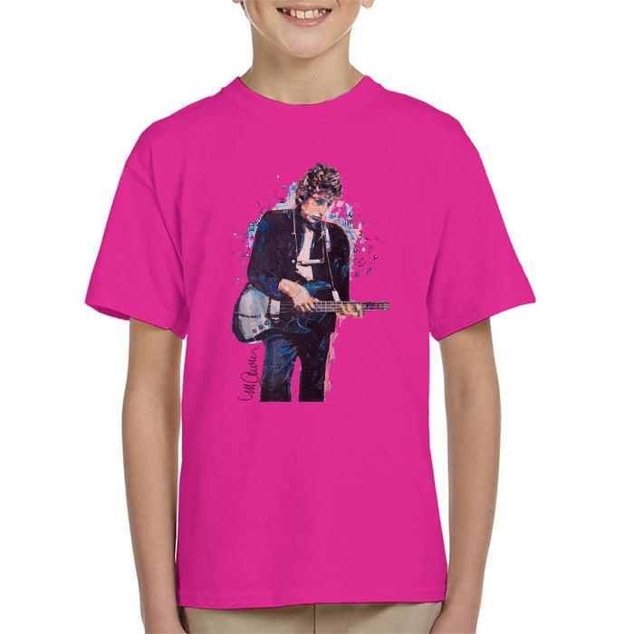Sidney Maurer Original Portrait Of Bob Dylan On Bass Kids T-Shirt - Kids Boys T-Shirt