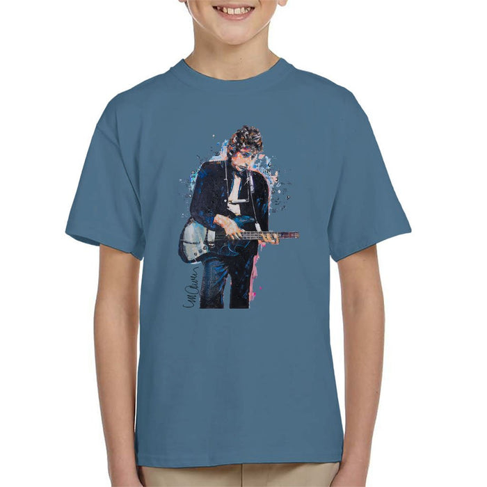 Sidney Maurer Original Portrait Of Bob Dylan On Bass Kids T-Shirt - Kids Boys T-Shirt