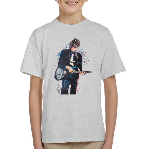 Sidney Maurer Original Portrait Of Bob Dylan On Bass Kids T-Shirt - Kids Boys T-Shirt