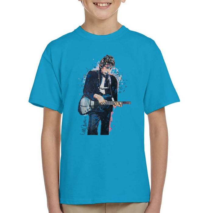 Sidney Maurer Original Portrait Of Bob Dylan On Bass Kids T-Shirt - Kids Boys T-Shirt