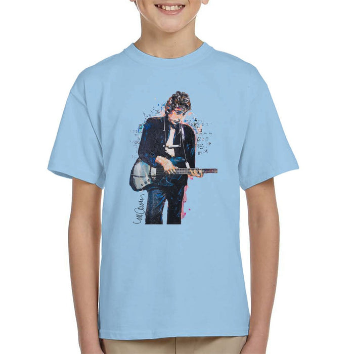 Sidney Maurer Original Portrait Of Bob Dylan On Bass Kids T-Shirt - Kids Boys T-Shirt