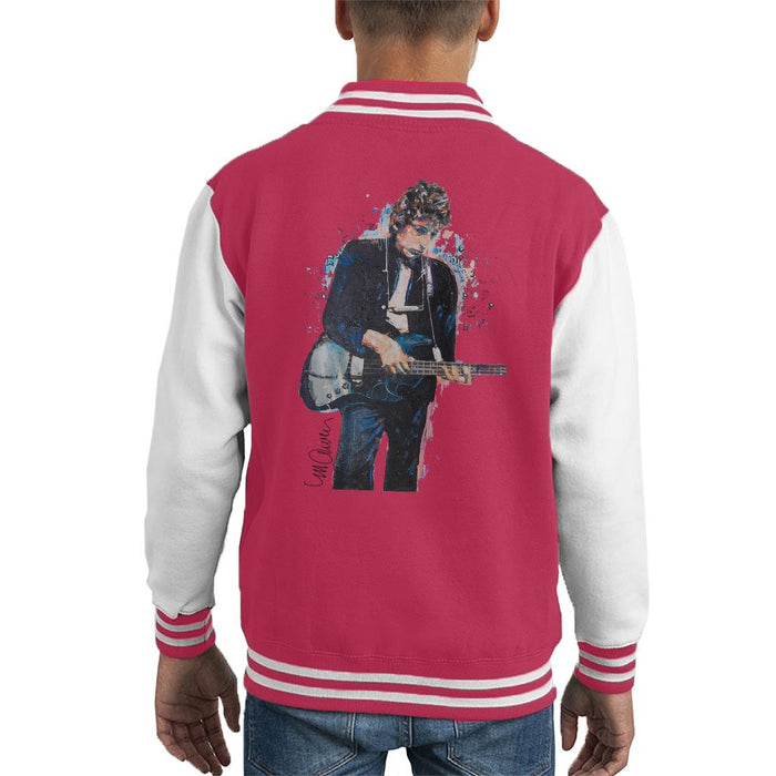 Sidney Maurer Original Portrait Of Bob Dylan On Bass Kids Varsity Jacket - Kids Boys Varsity Jacket