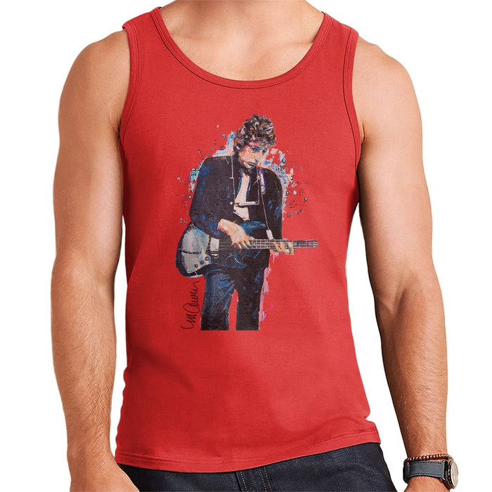 Sidney Maurer Original Portrait Of Bob Dylan On Bass Mens Vest - Small / Red - Mens Vest