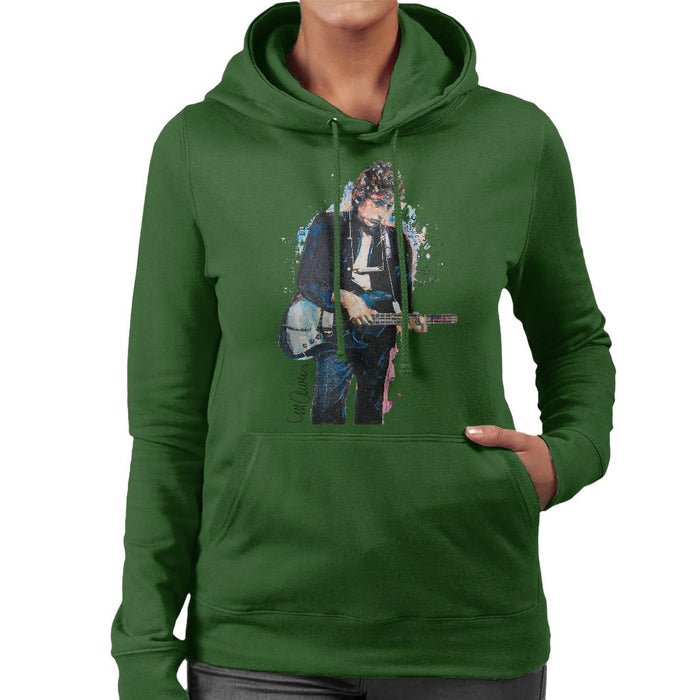 Sidney Maurer Original Portrait Of Bob Dylan On Bass Womens Hooded Sweatshirt - Womens Hooded Sweatshirt