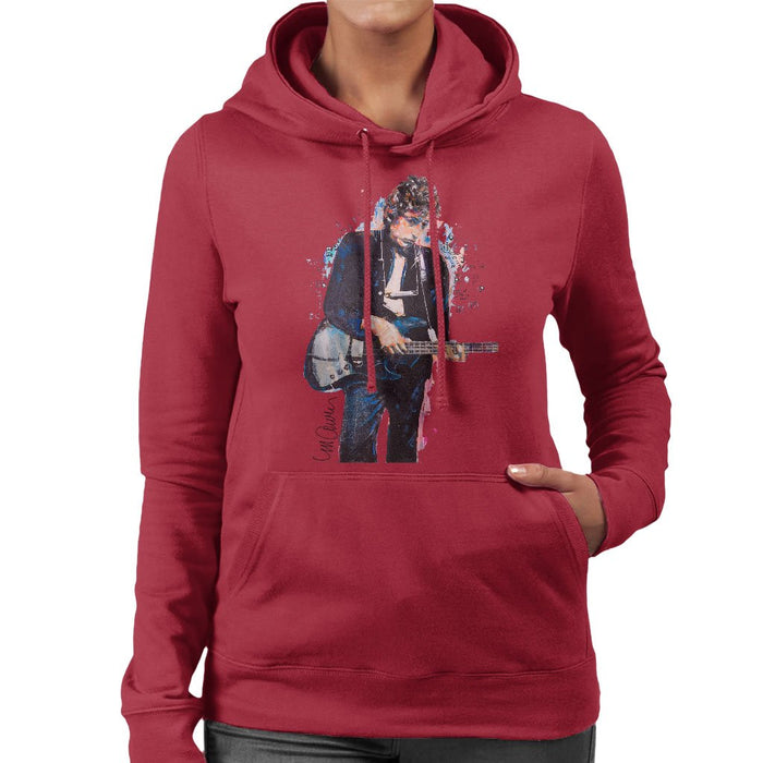 Sidney Maurer Original Portrait Of Bob Dylan On Bass Womens Hooded Sweatshirt - Womens Hooded Sweatshirt