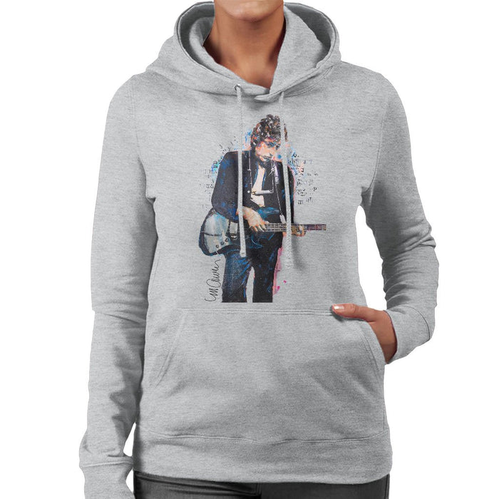 Sidney Maurer Original Portrait Of Bob Dylan On Bass Womens Hooded Sweatshirt - Womens Hooded Sweatshirt