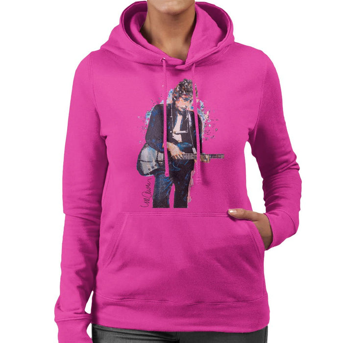Sidney Maurer Original Portrait Of Bob Dylan On Bass Womens Hooded Sweatshirt - Womens Hooded Sweatshirt