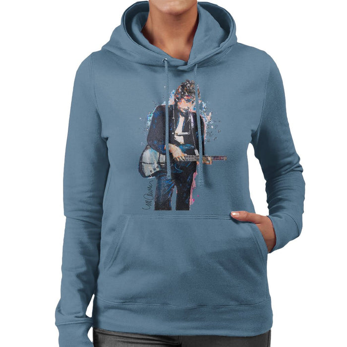 Sidney Maurer Original Portrait Of Bob Dylan On Bass Womens Hooded Sweatshirt - Womens Hooded Sweatshirt