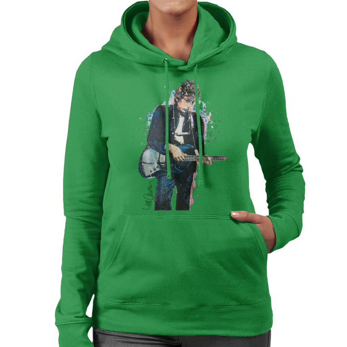 Sidney Maurer Original Portrait Of Bob Dylan On Bass Womens Hooded Sweatshirt - Womens Hooded Sweatshirt