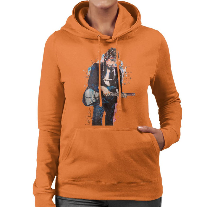 Sidney Maurer Original Portrait Of Bob Dylan On Bass Womens Hooded Sweatshirt - Womens Hooded Sweatshirt