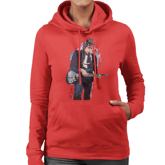 Sidney Maurer Original Portrait Of Bob Dylan On Bass Womens Hooded Sweatshirt - Womens Hooded Sweatshirt