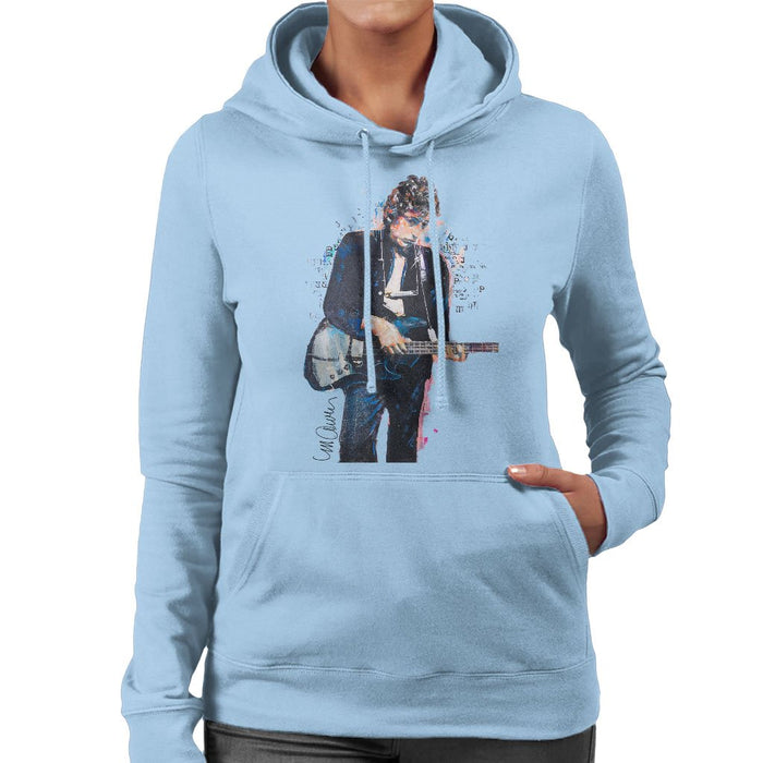 Sidney Maurer Original Portrait Of Bob Dylan On Bass Womens Hooded Sweatshirt - Womens Hooded Sweatshirt